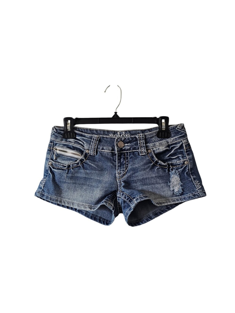 REIGN Vintage Y2K Jean Shorts Size 3 Low Rise Micro Mini Distressed Grunge